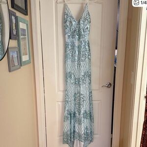 Elegant Blue Sequin Evening Gown large